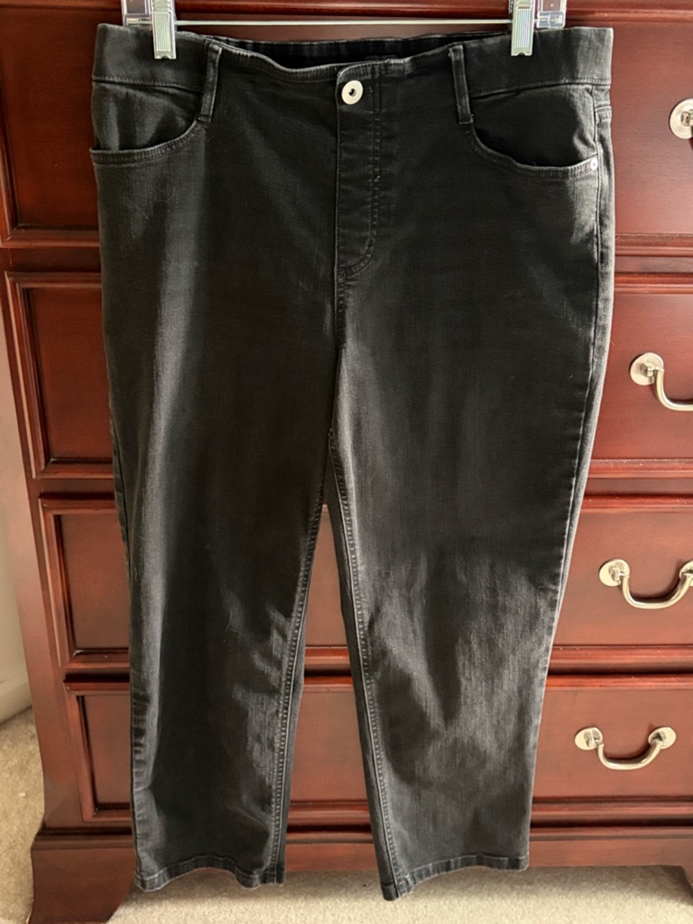 J.Jill High Rise Pull On Cropped Jeans Womens 12R Straight Leg Elastic Waist